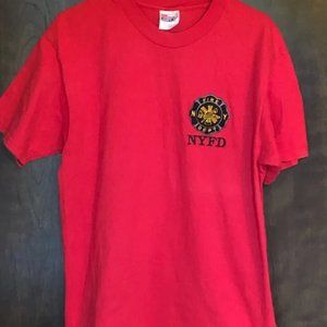"NYFD" Fire Department Logo Red Large Men's T-Shirt